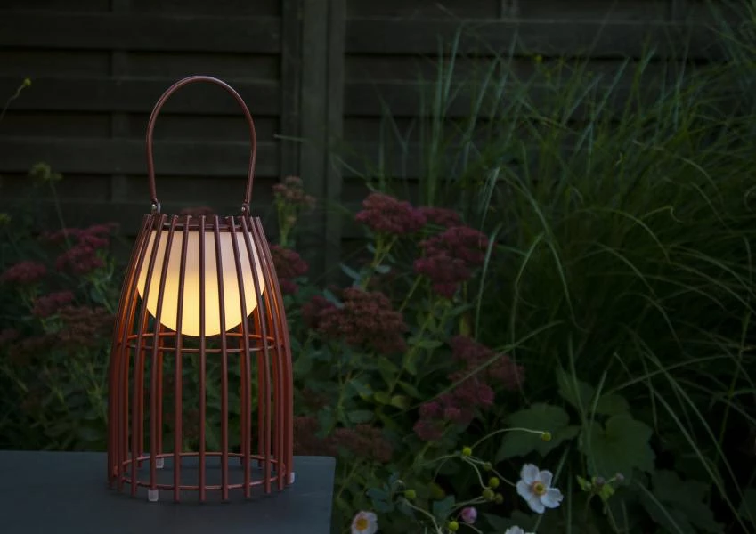 Lucide FJARA - Tafellamp Buiten - Ø 17,5 cm - LED Dimb. - 1x0,3W 2800K/3200K - IP44 - 3 StepDim - Roest bruin - sfeer 2